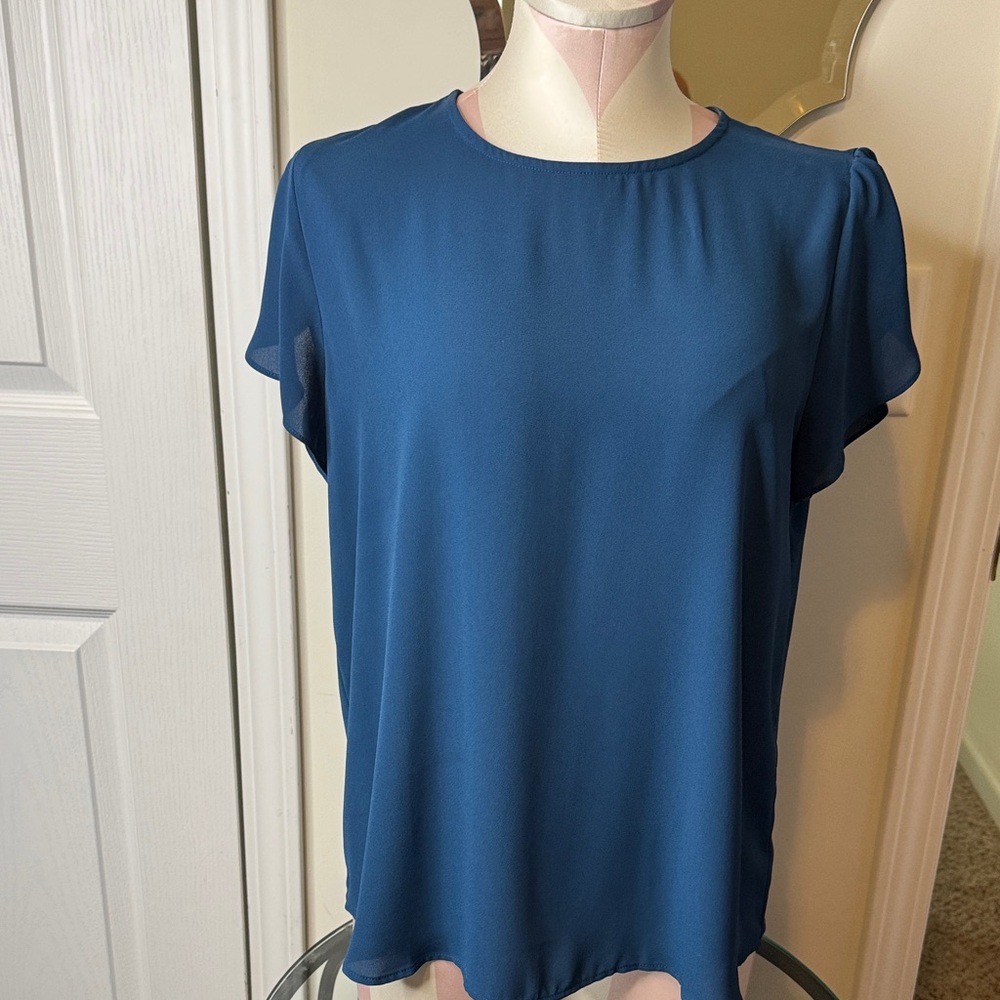 LOFT Teal Short Sleeve Blouse